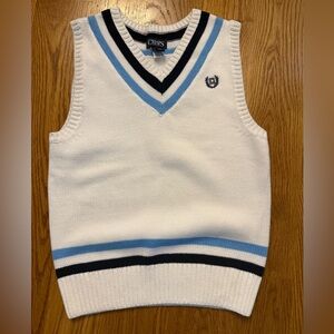 Chaps White Vest with Blue and Black Accents